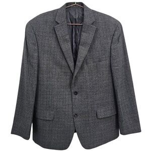 Michael Kors Mens 44R Grey Plaid Single Breasted Suit Jacket